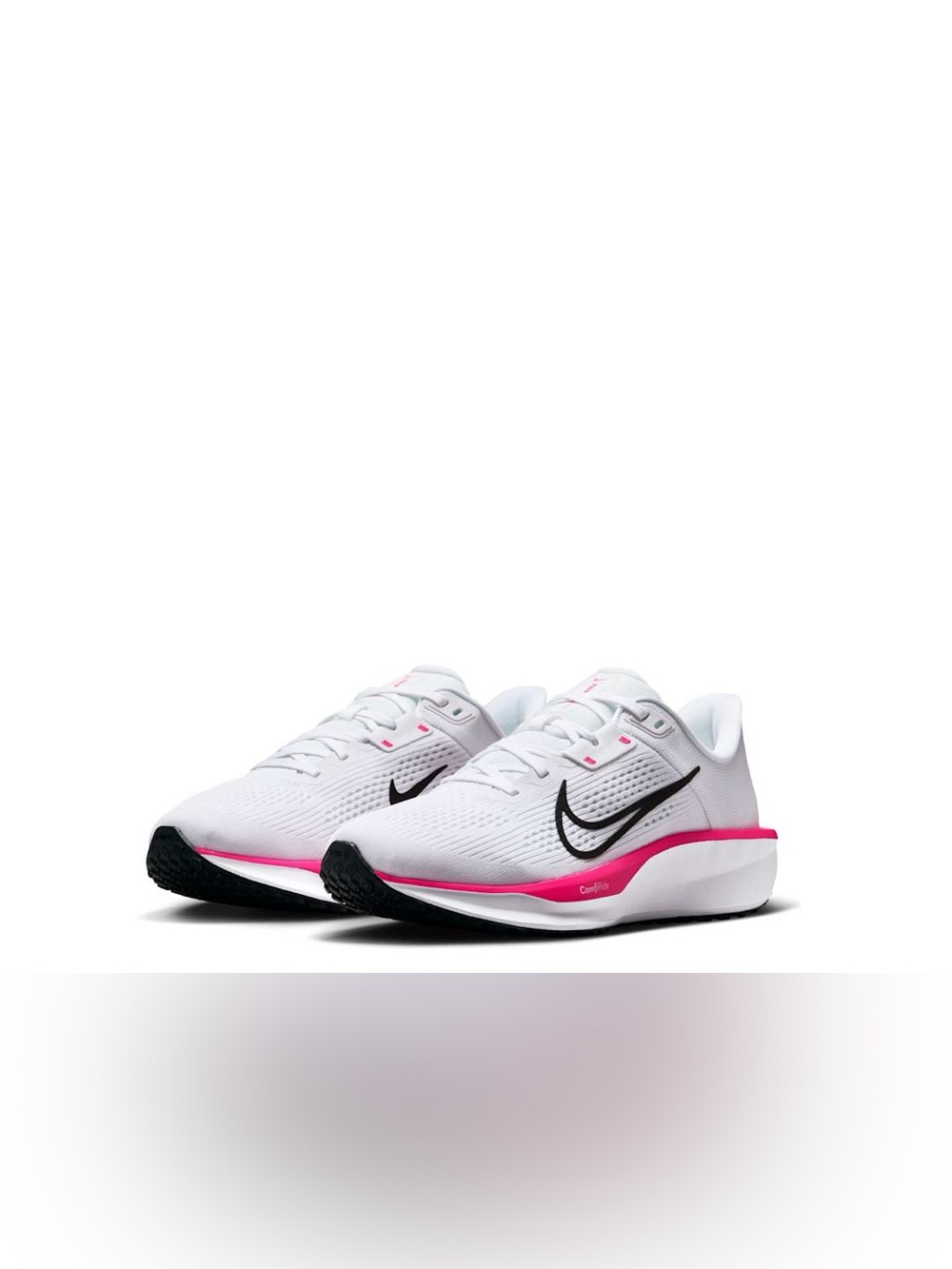 Nike Women’s White and Pink Running Sneakers with Black Swoosh - NEW WITH BOX